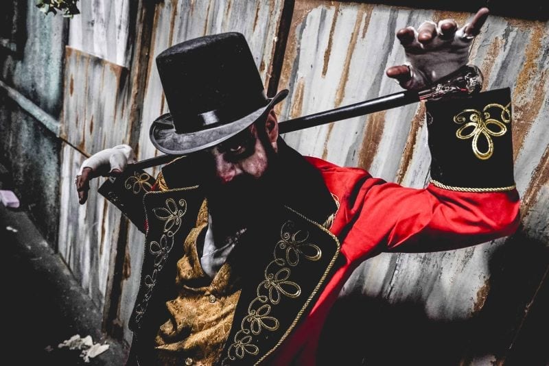 The Ringleader serves as the master of scare-a-monies at Midnight Terror's Clown Takeover